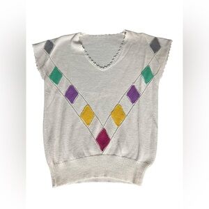 90s Cottagecore diamond, sweater vest, small